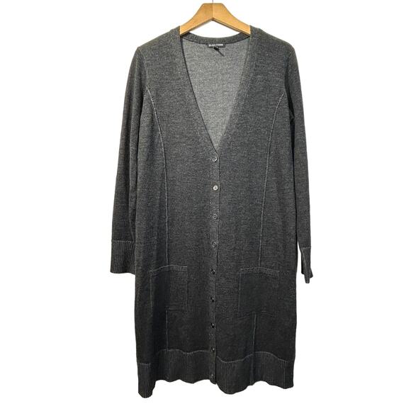 Eileen Fisher Merino Wool Long Cardigan Sweater Womens S Gray V-Neck Pockets - Picture 1 of 7